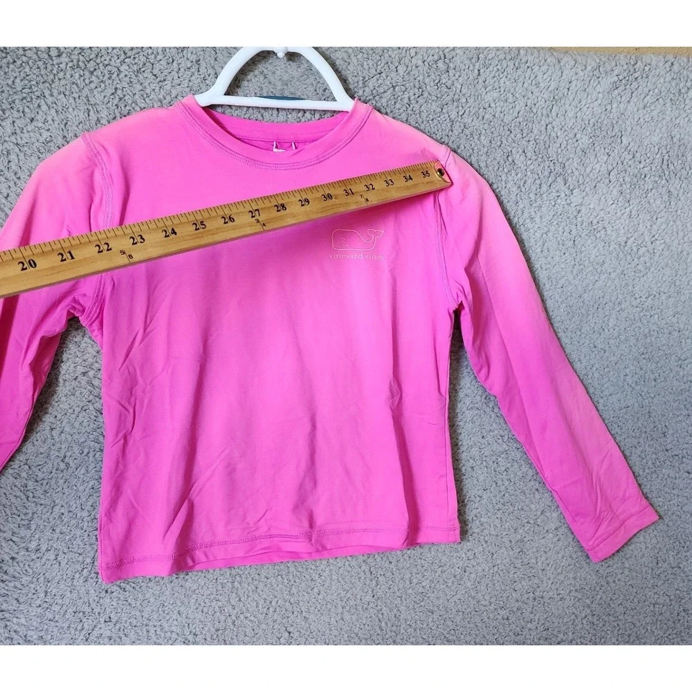 Vineyard Vines Rash Guard Kids Size M 10-12 Pink Long Sleeve Whale Logo Swim Top